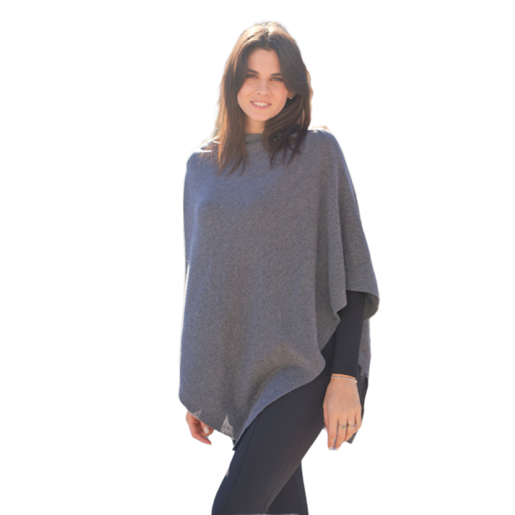 Women's asymmetric cape in extrafine merino wool, cashmere and silk