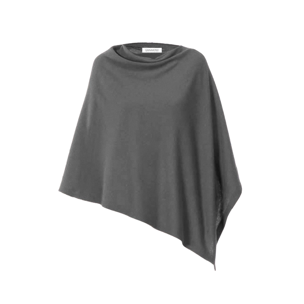 Women's asymmetric cape in extrafine merino wool, cashmere and silk
