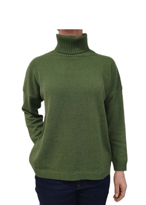 Women's High Neck Oversized Sweater in Regenerated Cashmere-3