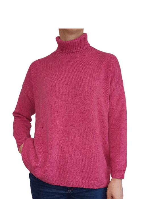 Women's High Neck Oversized Sweater in Regenerated Cashmere-10