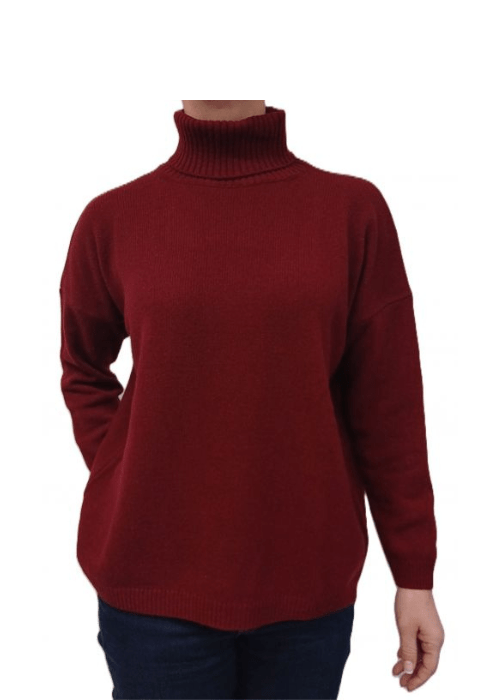 Women's High Neck Oversized Sweater in Regenerated Cashmere-2