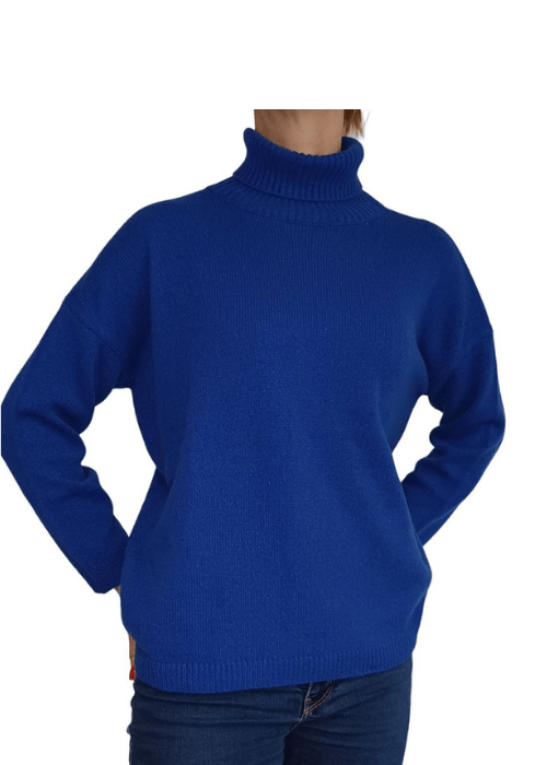 Women's High Neck Oversized Sweater in Regenerated Cashmere-8