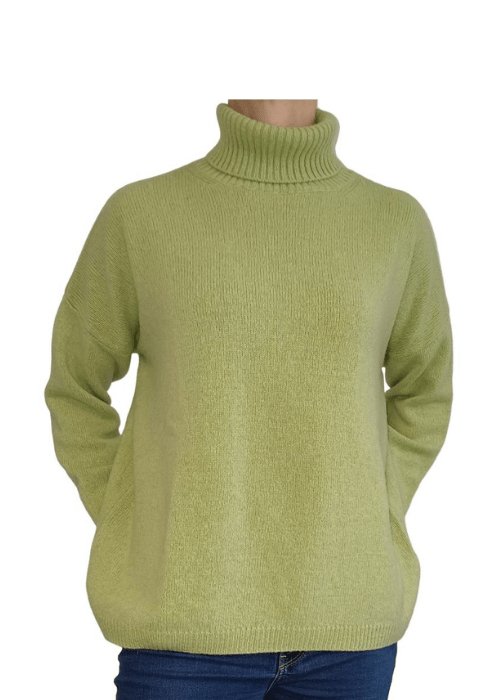 Women's High Neck Oversized Sweater in Regenerated Cashmere-15