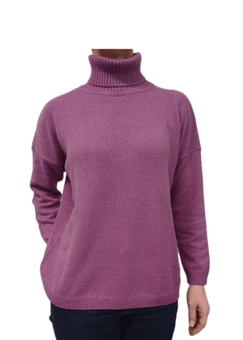 Women's High Neck Oversized Sweater in Regenerated Cashmere-4
